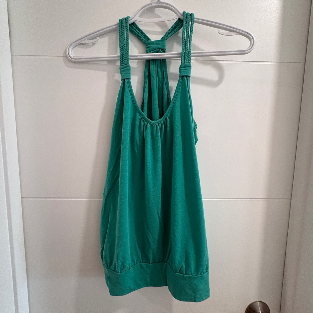 Braided Racerback Halter Tank Emerald Green | Draped Yoga Lounge Top